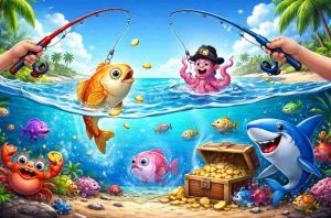 Jogo de pescaria online na 62M plataforma com peixes coloridos e canhão submarino