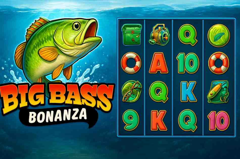 Big Bass Bonanza na 62M plataforma com pescador animado e símbolos de bônus na tela